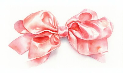 This stock artwork presents a watercolor drawing of a pink bow.