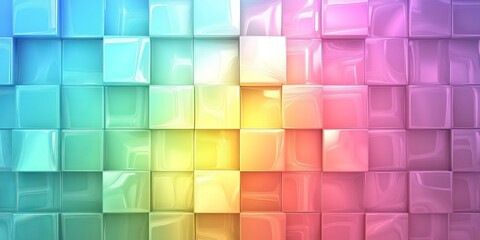 Colorful abstract tile background showcasing a vibrant gradient of pastel shades and smooth surfaces in a modern design environment