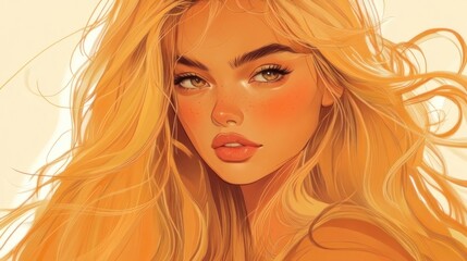 Golden-haired woman, sun-kissed portrait