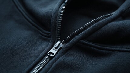 A black sweatshirt with a zipper.
