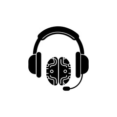 creative clean silhouette Headphones for Online Learning Icon vector illustration
