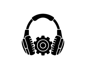 creative clean silhouette Headphones for Online Learning Icon vector illustration
