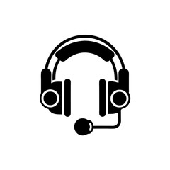 Fototapeta premium creative clean silhouette Headphones for Online Learning Icon vector illustration 