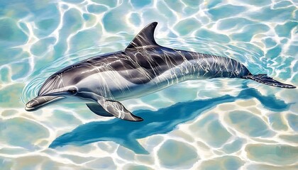 Obraz premium Playful Dolphin In Shallow Turquoise Water