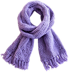 Soft Lavender Hand Knitted Scarf Isolated on Transparent Background