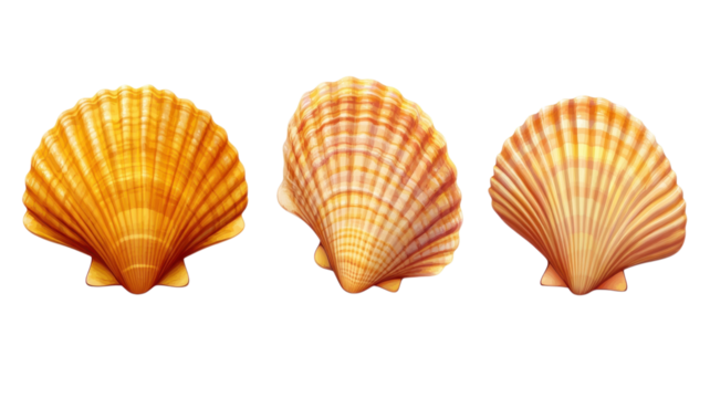 Colorful seashells displayed on a white background showcasing intricate patterns and textures typical of marine life