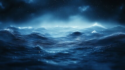 Dark Ocean Waves Under a Night Sky