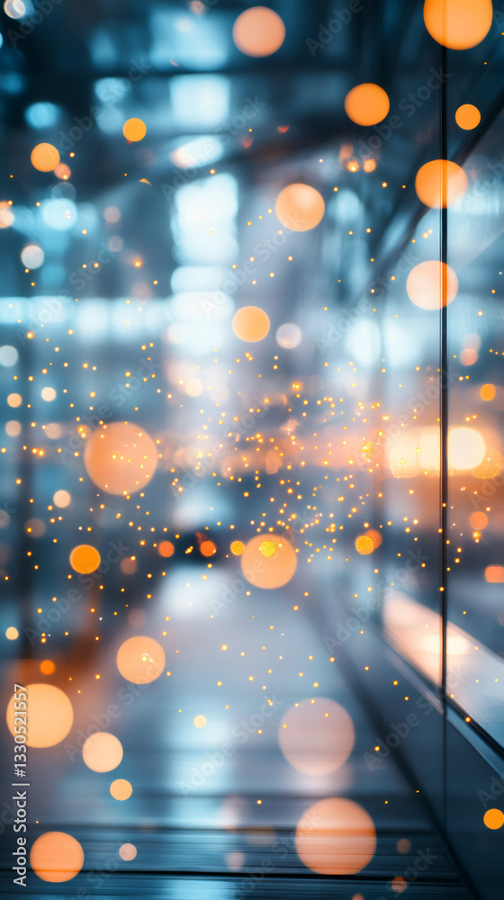 Aufkleber abstract blurred bokeh lights illuminating modern interior space, creating a festive and magical atm