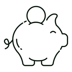 Piggy bank with a dollar symbol representing savings, investment, and financial success, editable stroke