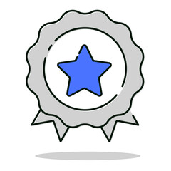 Ribbon with a star representing excellence, recognition, and business achievement, editable stroke