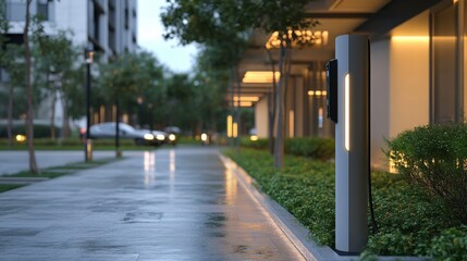 Fototapeta premium Futuristic EV Charging Port in a Modern Setting