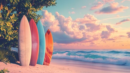 Surfboards on the beach	
