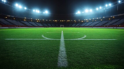 Fototapeta premium Empty Night Stadium Football Field Under Lights