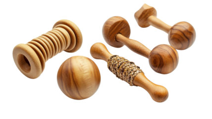Unique handcrafted wooden dog toys in a variety of designs showcasing natural craftsmanship and durability for playful pets