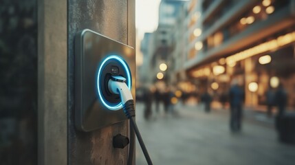 Fototapeta premium Modern EV Charging Port in Urban Setting