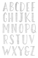 hand drawn alphabet with pencil, stylistic font for design