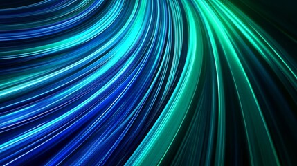 Futuristic neon texture with vibrant shades of blue green gradients and bright smooth fluted vertical lines. Bold dynamic design blending smooth tones and radiant colors for modern visual art project