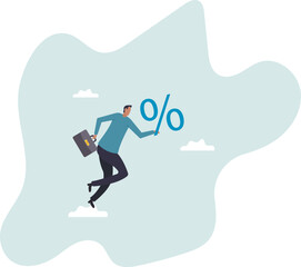 Percentage or interest rate, debt burden, fees to pay off, saving or compound interest earning, financial profit, discount price reduction,character for design