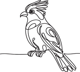 Beautiful Quetzal Bird in Line Drawing