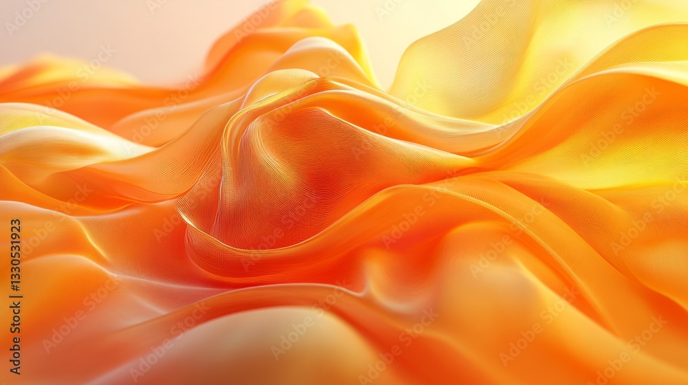 Poster abstract smooth fabric in fluid motion, creating graceful curves and folds with soft lighting in 3d