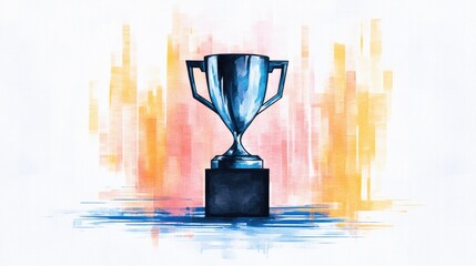 Cyber themed gaming trophy watercolor art - vibrant design for digital competitions and celebrations