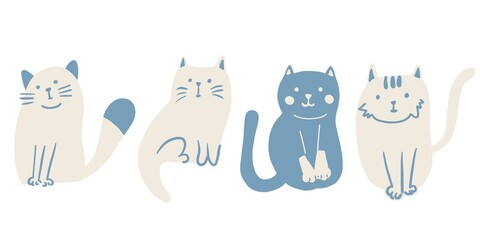 Minimalist Cute Cat Illustration Set - Playful and Aesthetic Design