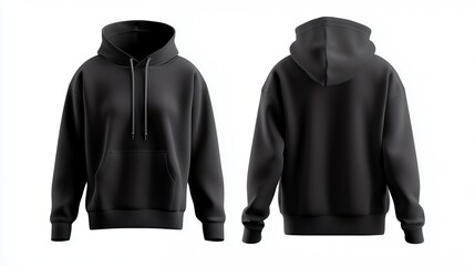 Black Hoodie Mockup Front and Back for Fashion Apparel Template