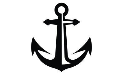 Ship anchor silhouette icon, anchor black silhouette vector, Simple silhouette Design vector icon with white background   
