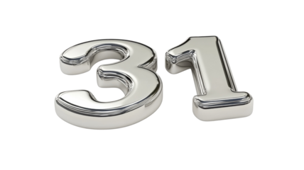 Stylish metallic number thirty-one designed for modern decor or event signage in a minimalist style