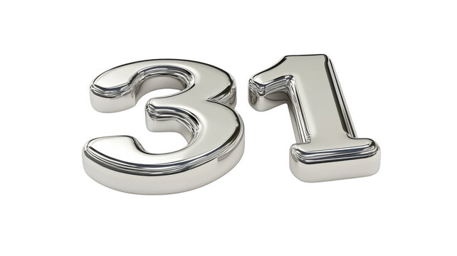 Stylish metallic number thirty-one designed for modern decor or event signage in a minimalist style