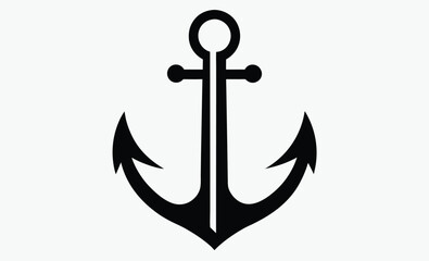 Ship anchor silhouette icon, anchor black silhouette vector, Simple silhouette Design vector icon with white background   