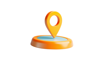 Bright orange location pin symbolizing navigation in a digital map context