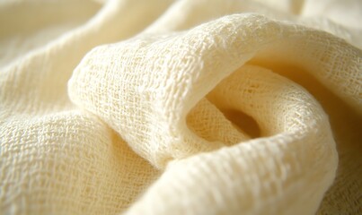 Cream Knitted Fabric Texture Closeup