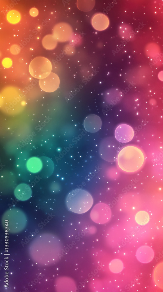 Aufkleber Abstract background with colorful bokeh lights and sparkling particles, creating a vibrant and festive atmosphere