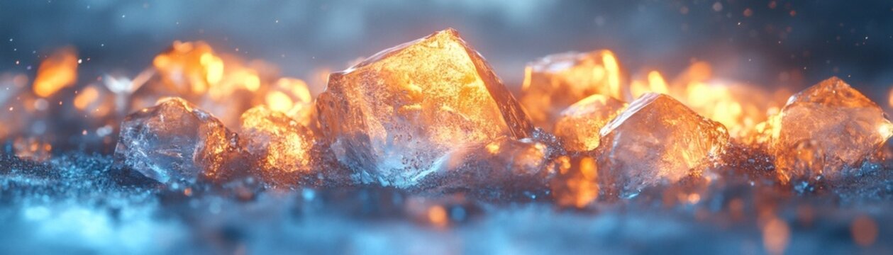 Burning Ice Cubes: A juxtaposition of fire and ice, revealing a visual paradox with illuminated, glowing cubes. 