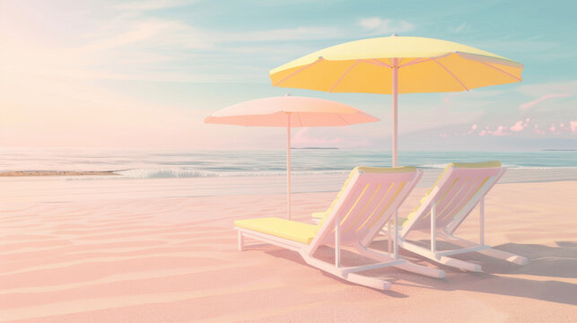 beach chairs and umbrella