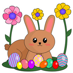 easter bunny with easter eggs