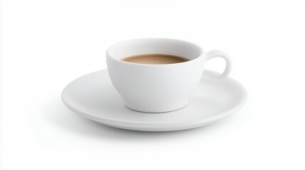 Obraz premium Serving Coffee Cup on Saucer in Minimalist Style on White Background