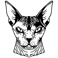 Mystical bald sphinx cat.  Cute cat vector art. File for cutting vinyl and print. T-shirt design and stuff.
