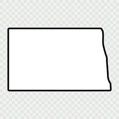 North Dakota Map Black, State Border, United States, US America, Transparent Isolated, Variations. High detailed vector map - North Dakota. Vector icon. Color set