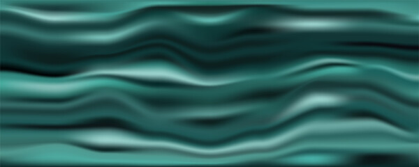 Abstract blurred background of  layers or wavy fabric texture. Horizontal natural flowing wave pattern. Luxurious shiny crumpled scene with reflective light. Bright gradient color.