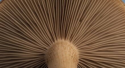 Mushroom Gills Close Up Detailed View Macro Fungi Texture Pattern