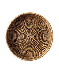 Empty Round Woven Basket Isolated on Transparent Background, PNG