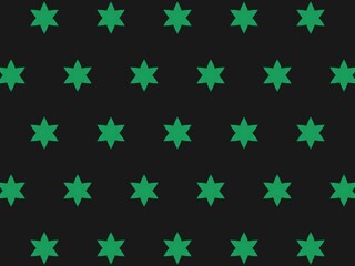 Seamless pattern featuring a repeating design of six-pointed stars in a vibrant green hue against a dark background. The pattern is simple yet visually striking, offering a clean and modern aesthetic.