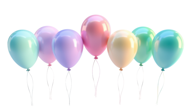 Pastel colored balloons floating with transparent background - Powered by Adobe