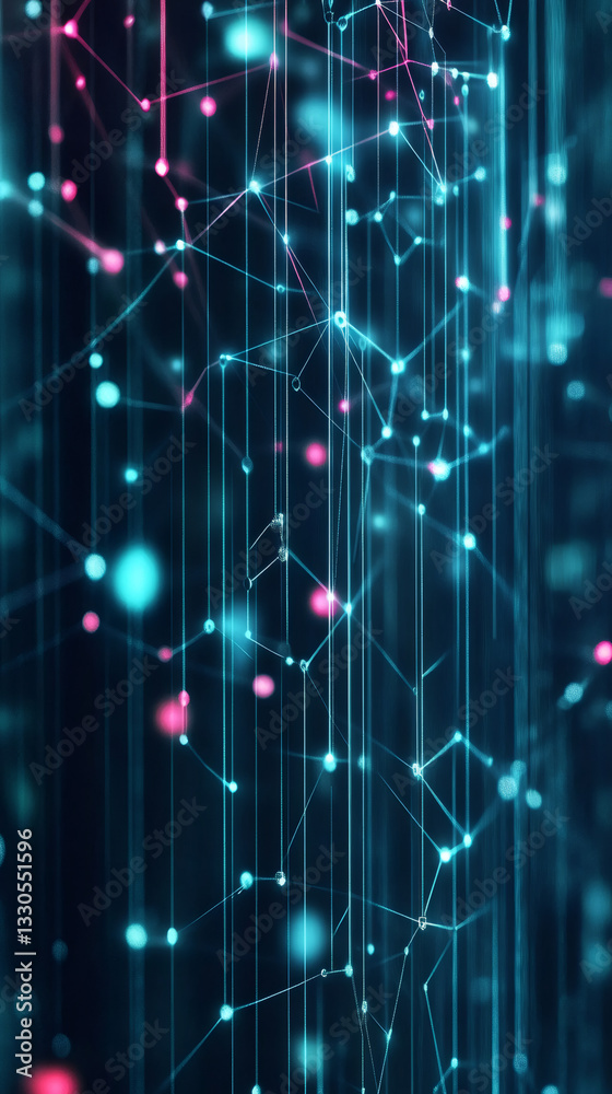 Aufkleber Futuristic data structure with interconnected nodes representing complex network of information flow