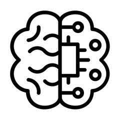 brain chip icon line