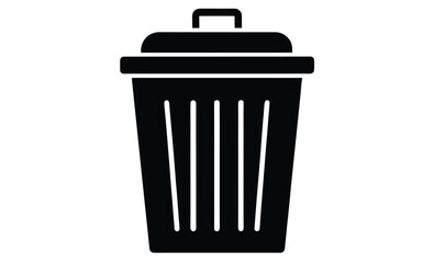 Garbage container icon, simple and unobtrusive Trash Bin dust bin vector silhouette illustration isolated in white background   