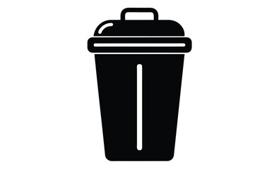 Garbage container icon, simple and unobtrusive Trash Bin dust bin vector silhouette illustration isolated in white background   