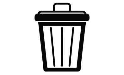 Garbage container icon, simple and unobtrusive Trash Bin dust bin vector silhouette illustration isolated in white background   